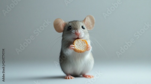 Adorable Mouse Holding a Piece of Bread with Charming Innocence photo