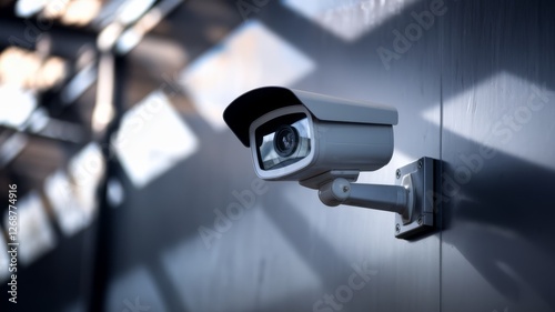 The surveillance camera on the wall