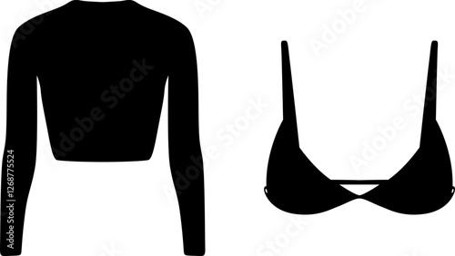 vector illustration of ladies bikini and t shirt
