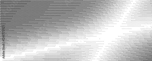 Bitmap pattern with pixel texture. Dotted gradient. Retro vector gradation of computer game bg. Abstract geometric halftone effect. Digital speckle dither wallpaper