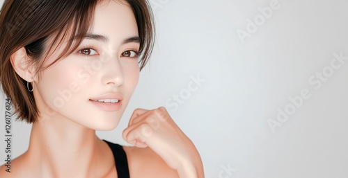 30代の美しいアジア系女性。美容系広告に最適な素材。