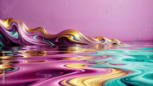 Abstract Liquid Gold, Teal, and Purple Swirls