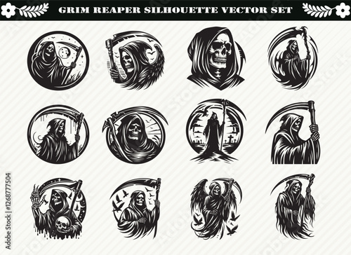 Grim reaper Silhouette Vector Set