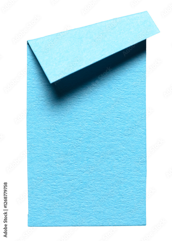 Blue isolated cut out blank paper letter note cardboard with folded corner dog-ear earmark and copy space for text, transparent png background design element Blue isolated cut out blank paper letter note cardboard with folded corner dog-ear earmark and copy space for text, transparent png background design element