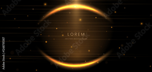 Abstract elegant gold glowing line with lighting effect sparkle on black background. Template premium award design.