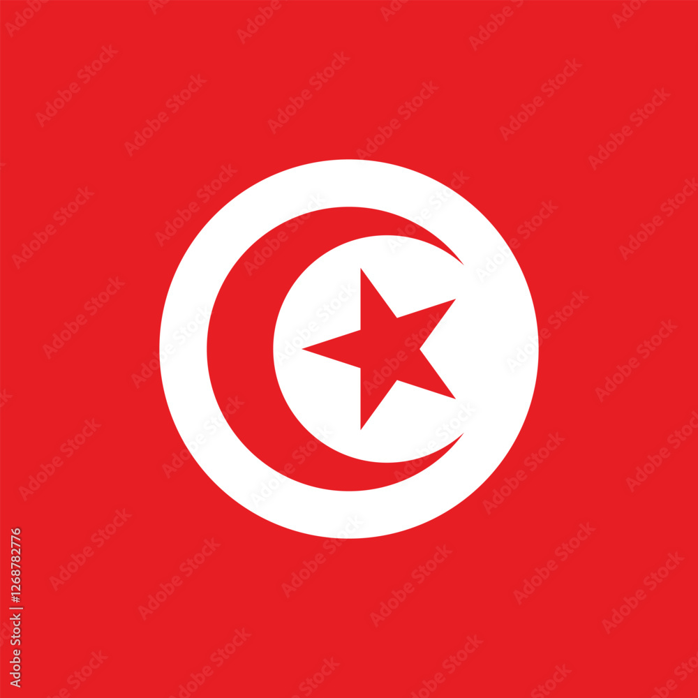 Flag of Tunisia. Tunisia square flag icon digital vector illustration Flag of Tunisia. Tunisia square flag icon digital vector illustration