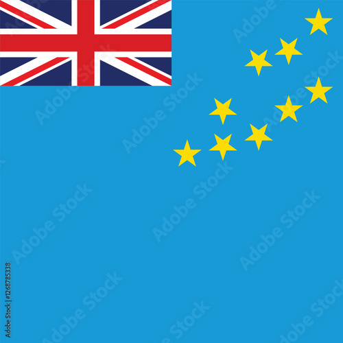 Flag of Tuvalu. Tuvalu square flag icon digital vector illustration
