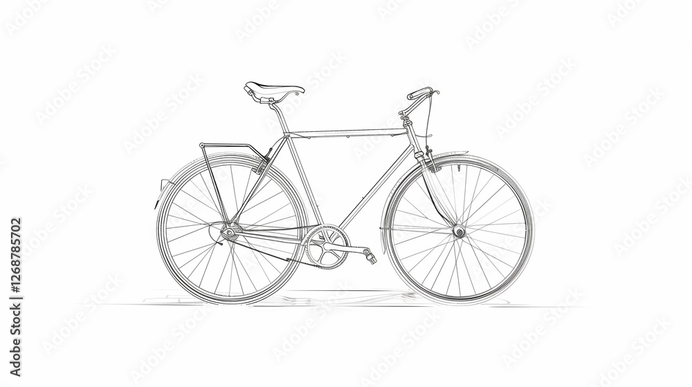 A continuous line illustration of a bicycle, highlighting its frame, wheels, and handlebars, centered on a pristine white background. A continuous line illustration of a bicycle, highlighting its frame, wheels, and handlebars, centered on a pristine white background.