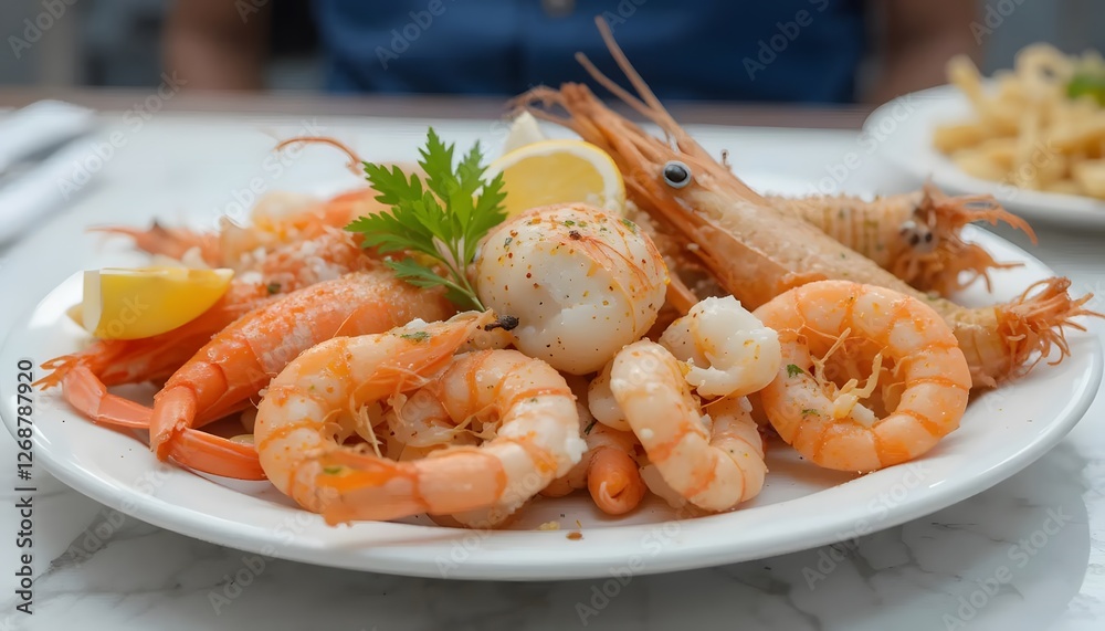 Delicious Seafood Platter Grilled Shrimp Scallops Lemon Delicious Seafood Platter Grilled Shrimp Scallops Lemon