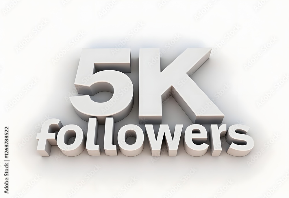 5k followers thank you 3D logo isolated on white background 3D illustration.
5k followers thank you 3D logo isolated on white background 3D illustration.
