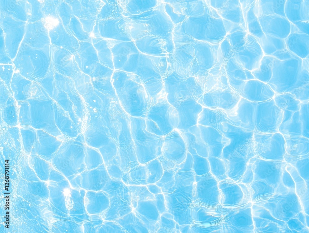 Fototapeta premium Serene light blue water surface with vibrant sun-dappled reflections. Gentle ripples create pattern