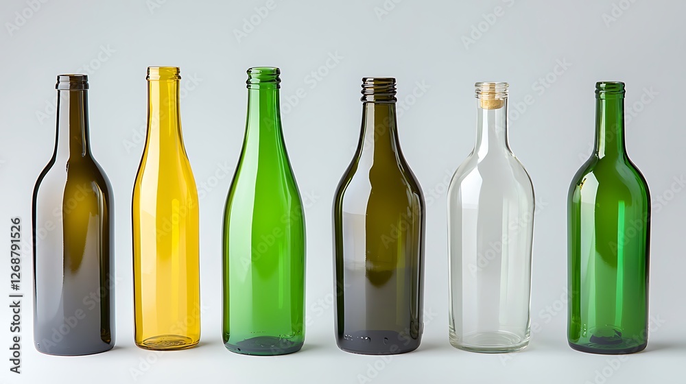 Colorful Empty Glass Bottles in Various Shapes and Sizes Colorful Empty Glass Bottles in Various Shapes and Sizes