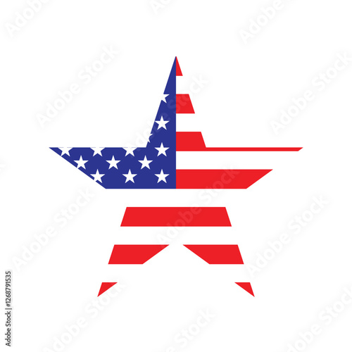 United States of America flag in star shape. Vector Illustration