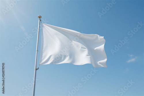 하늘 배경의 흰색 비어있는 공백 깃발