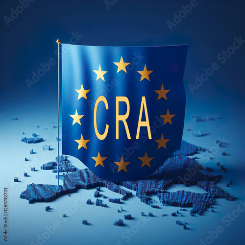 Illustration saying CRA. It stands for Cyber Resilience Act of the European Union. It regulates cybersecurity requirements for hardware and software products with digital elements.
