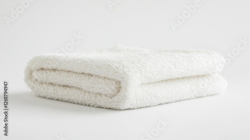 Soft White Towel on Isolated White Background for Checklist Purposes