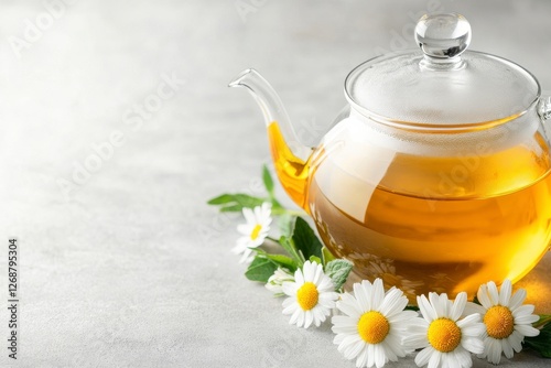 Golden Chamomile Tea in Glass Teapot