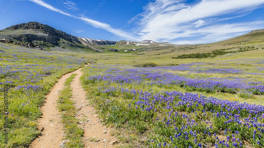 Mountain Wildflower Meadow Trail Landscape Mountain Wildflower Meadow Trail Landscape