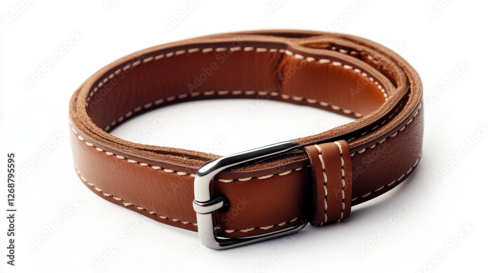 Isolated Brown Dog Collar on White Background with Buckle Detail Isolated Brown Dog Collar on White Background with Buckle Detail