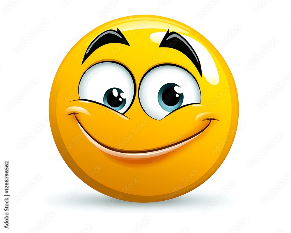 Fototapeta premium Cheerful Yellow Smiley Face with Bright Eyes and Joyful Expression