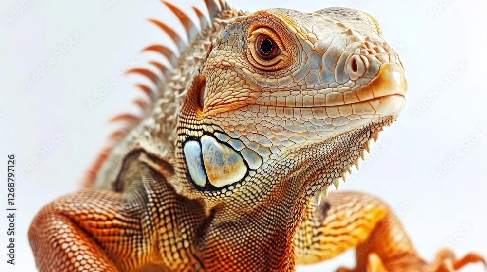 Fototapeta premium Detailed Close-Up of an Iguana Isolated on White Background