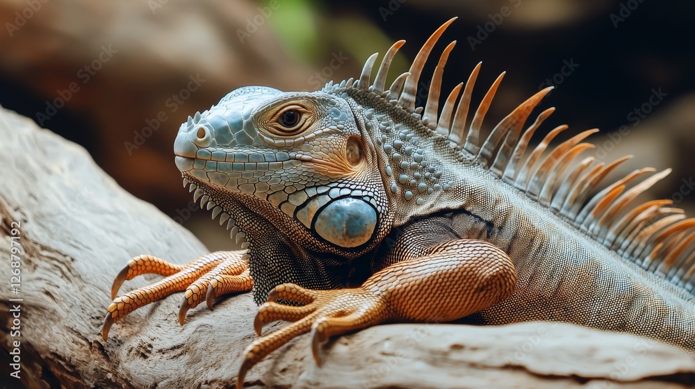 Naklejka premium Detailed Iguana Portrait Isolated on White Background for Stock Use