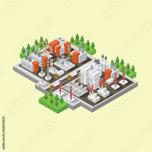 Gas Power Plant Isometric vector image