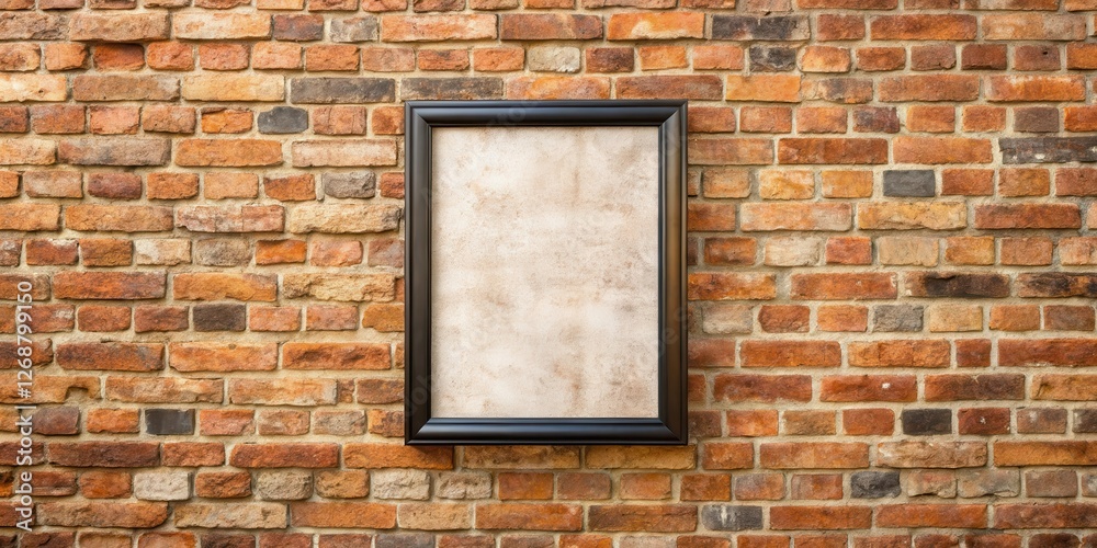 Fototapeta premium Frame on weathered brick wall , rustic style, minimalist design
