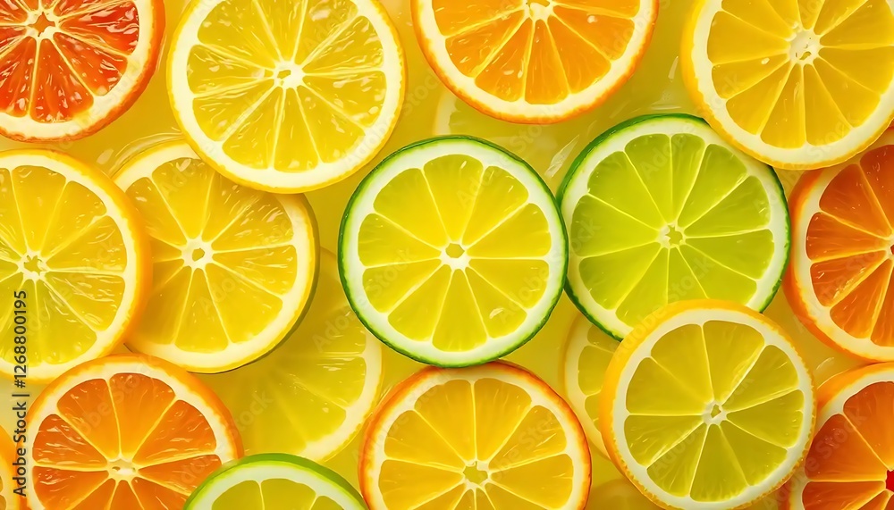 Obraz premium Colorful citrus fruit slices create a vibrant and refreshing pattern