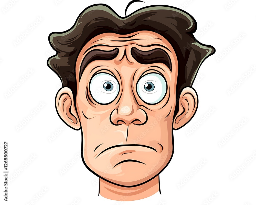 Cartoon Man with Surprised Expression and Unkempt Hair Style Cartoon Man with Surprised Expression and Unkempt Hair Style