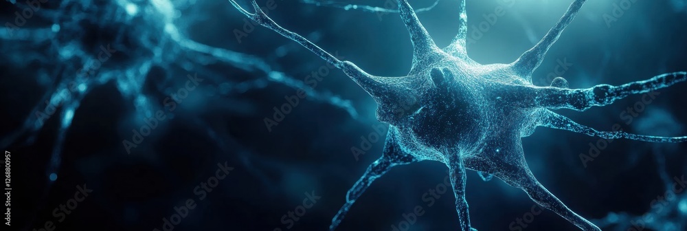 Microscopic view of neurons showing intricate connections and structure in a dark environment. Generative AI Microscopic view of neurons showing intricate connections and structure in a dark environment. Generative AI