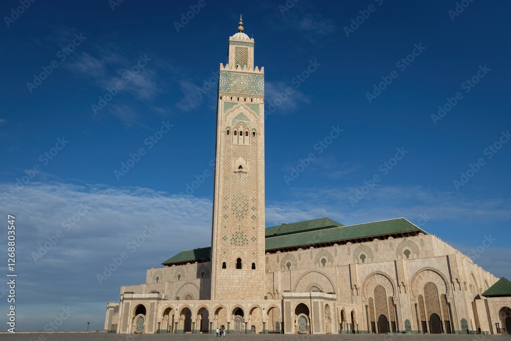 Fototapeta premium The Hassan II Mosque in Casablanca, Morocco, the second largest functioning mosque in Africa