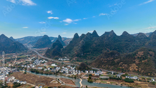 Obraz na płótnie Aerial photography of the scenery of Guilin and Yangshuo in China w salonie