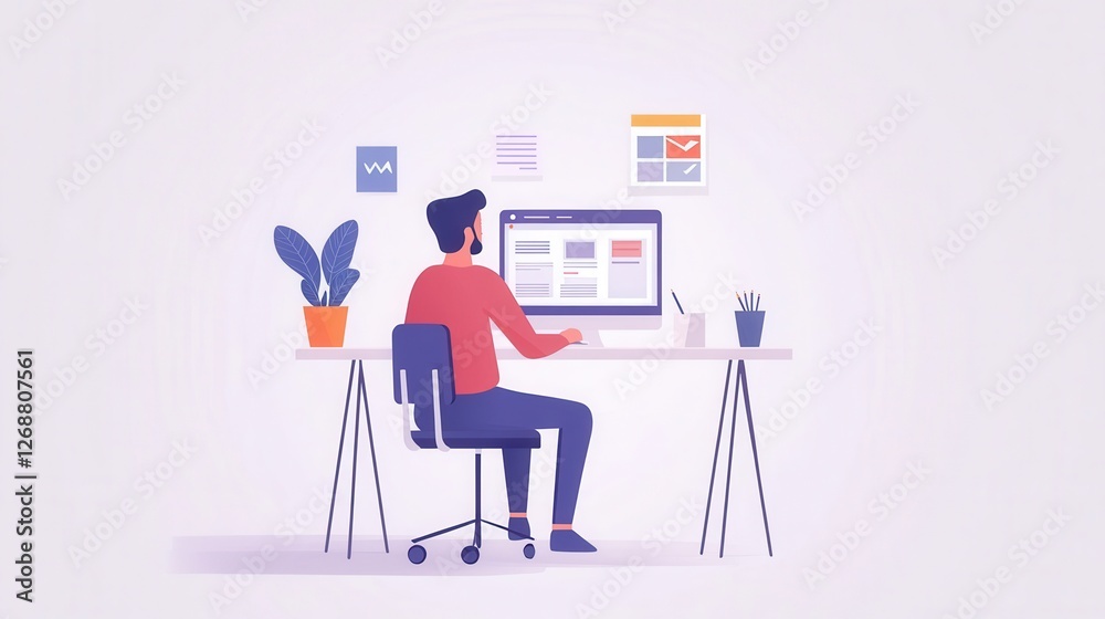 Fototapeta premium solo entrepreneur designing a website
