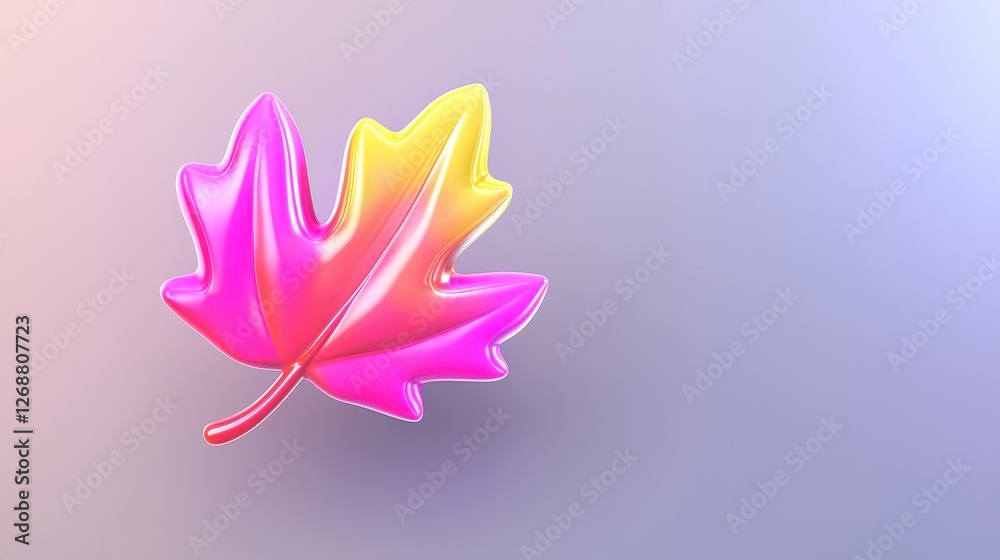 Vibrant Pink and Yellow 3D Rendered Maple Leaf Autumnal Design Element Fall Foliage Illustration Vibrant Pink and Yellow 3D Rendered Maple Leaf Autumnal Design Element Fall Foliage Illustration