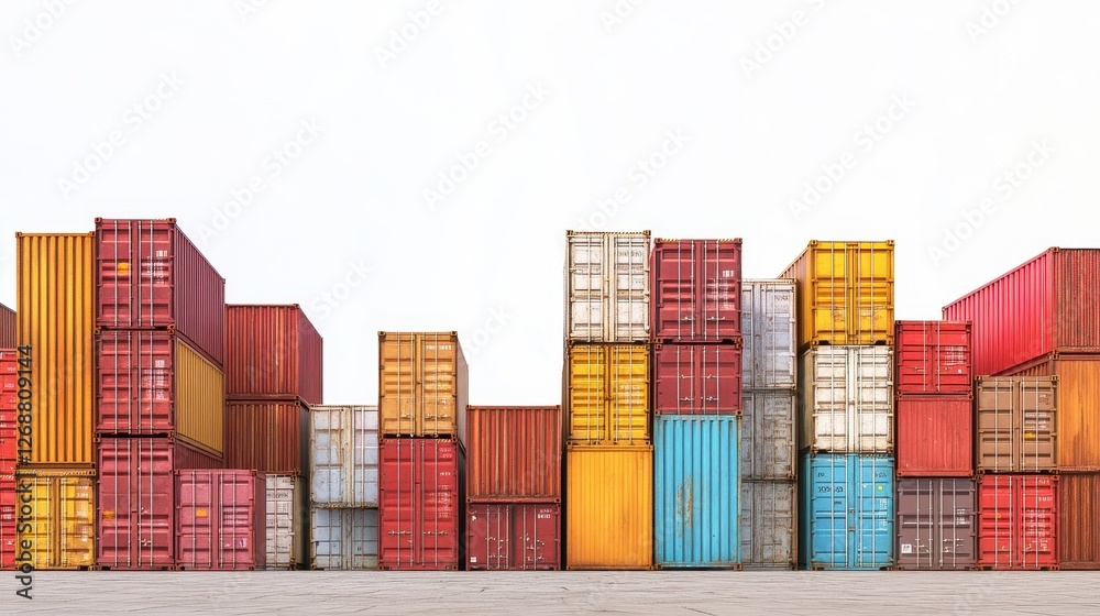 Obraz premium Efficient Freight Storage Solutions in Colorful Containers