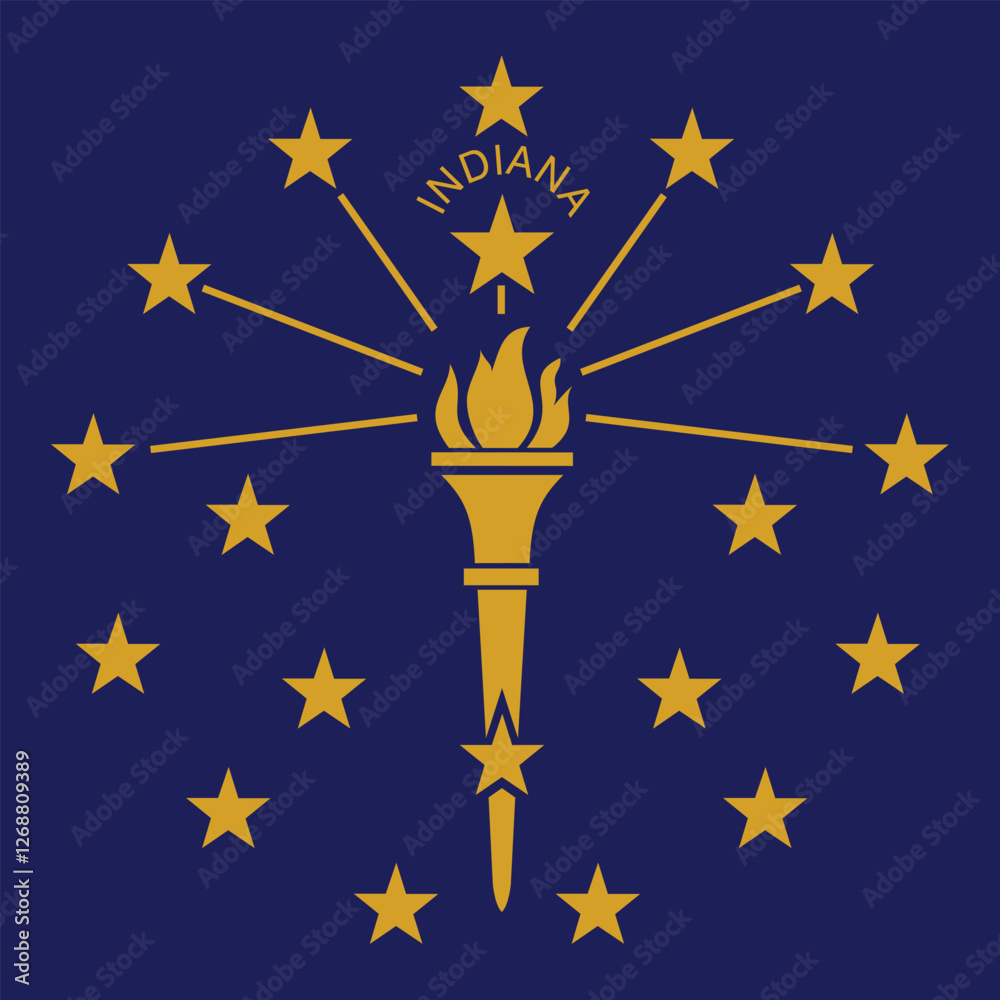 Naklejka premium Flag of Indiana state. Indiana square flag icon digital vector illustration