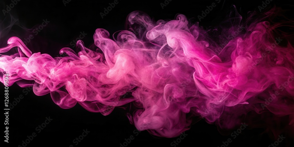 Fototapeta premium Pink smoke isolated on black background, modern style, smoke, modern style, smoke, atmospheric, black background