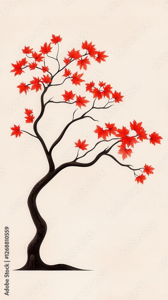 Fototapeta premium Vibrant japanese maple tree with red leaves in a natural outdoor setting during autumn season