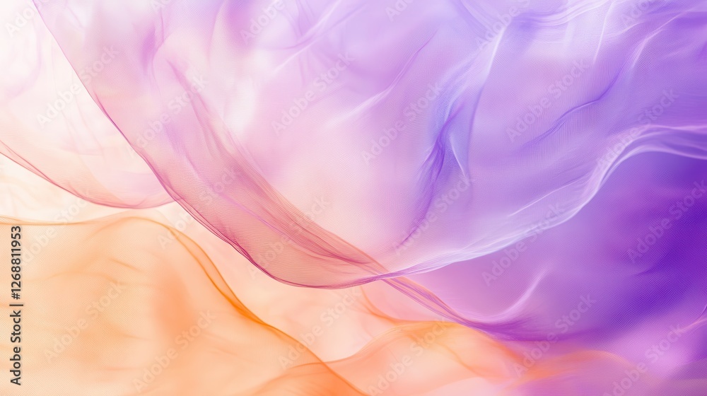 Curved lavender and peach shapes create a soothing abstract composition in soft hues Curved lavender and peach shapes create a soothing abstract composition in soft hues