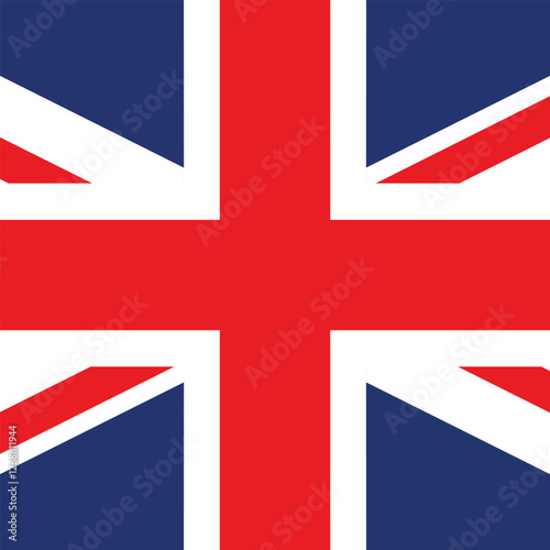 Flag of the United Kingdom of Great Britain and Northern Ireland. UK square flag. British flag. Flag icon. Standard color. A square flag. Digital illustration. Vector illustration.