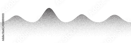 Wave background with noise grain pattern with halftone gradation background. Vector abstract background with mountain landscape of sand dust grunge effect and grain noise texture
