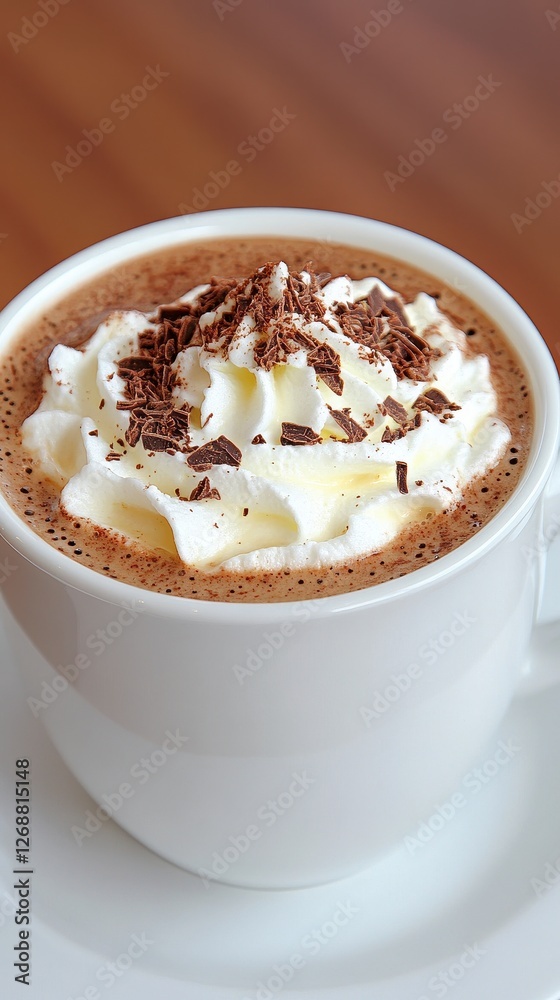 Steaming Hot Chocolate with Whipped Cream and Chocolate Shavings Steaming Hot Chocolate with Whipped Cream and Chocolate Shavings