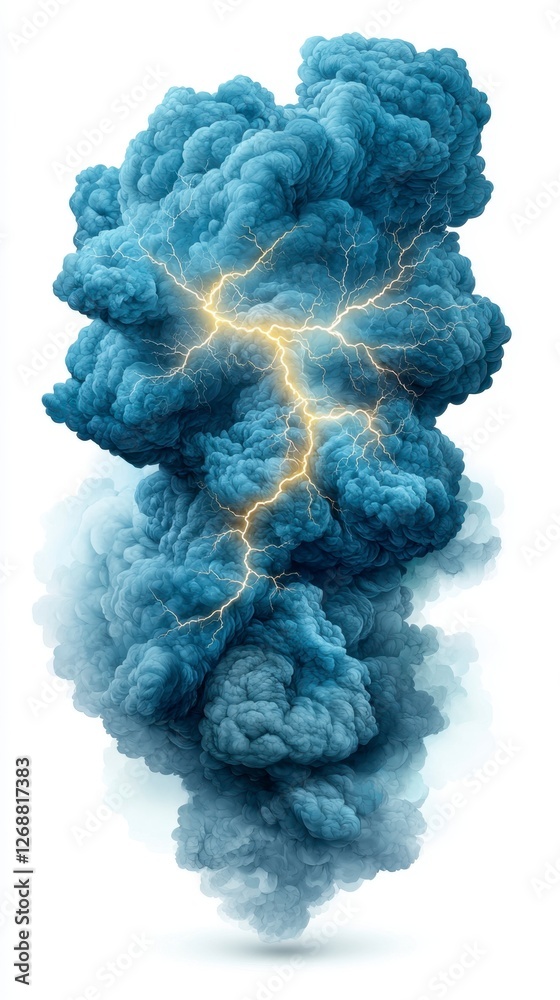 Large dark storm cloud with bright lightning strikes illuminating the sky during a severe thunderstorm Large dark storm cloud with bright lightning strikes illuminating the sky during a severe thunderstorm