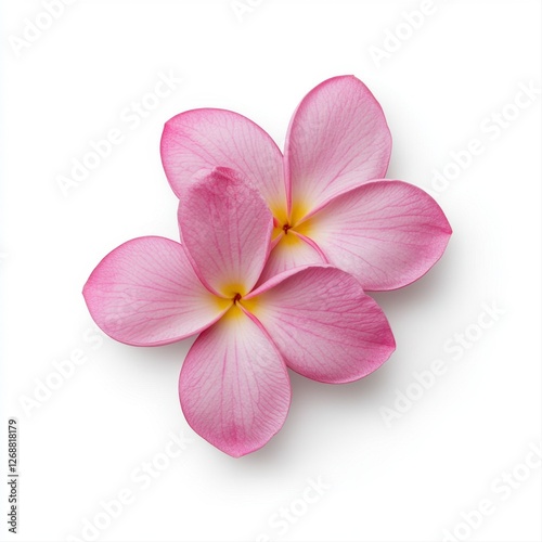 Pink plume flower and isolated plumeria flower on white background with transparent backdrop