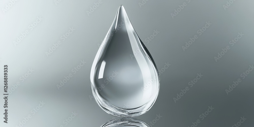 Single water droplet displayed against a blurred background gradient Single water droplet displayed against a blurred background gradient