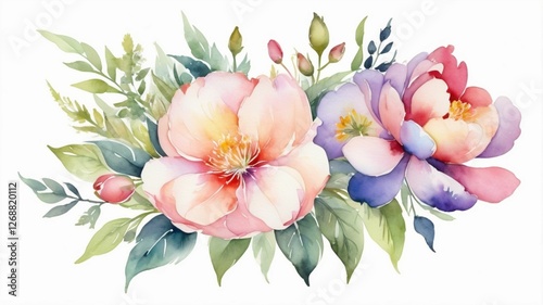 Ethereal Blooms: The Symphony of Watercolor Petals