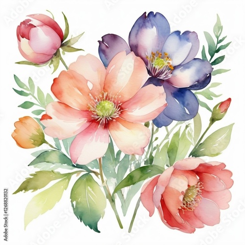 Ethereal Blooms: The Symphony of Watercolor Petals