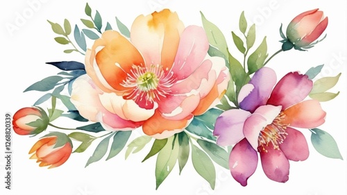 Ethereal Blooms: The Symphony of Watercolor Petals