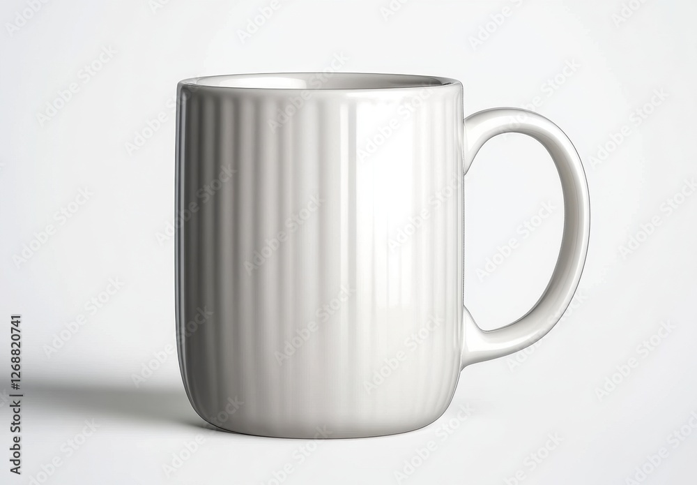 Studio Shot Of A Ribbed White Ceramic Mug Studio Shot Of A Ribbed White Ceramic Mug